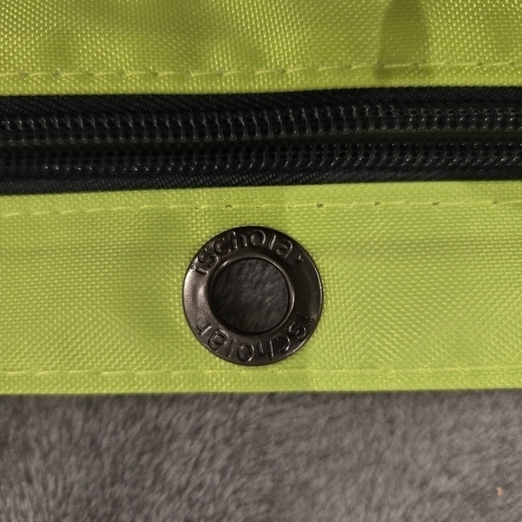 iScholar Jumbo Expandable Pencil Pouch, 3 Pockets, Neon Green - Picture 6 of 7